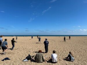 Highweek Explorers playing rounders at the beach