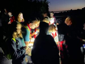 Highweek Scouts on a night hike in Denbury