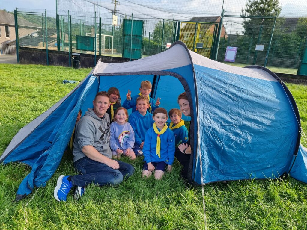 1st Chudleigh Beavers in a tent